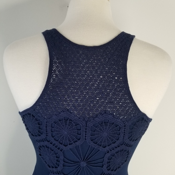NWT Gilli Gabbiey Crochet Back Knit Maternity Maxi Dress Navy Racerback Size M - Picture 9 of 14